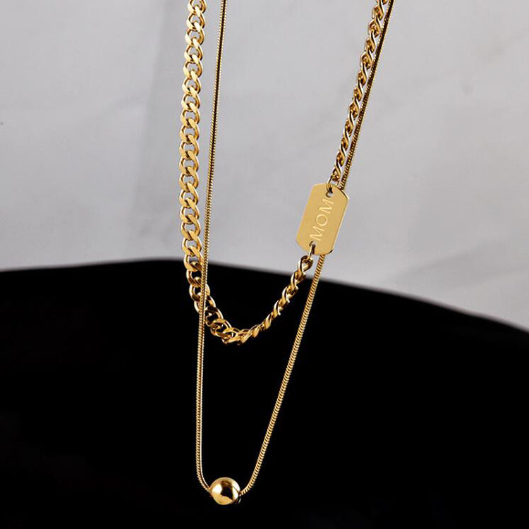 Gold - Plated Stainless Steel MOM Necklace - Elegant & Meaningful