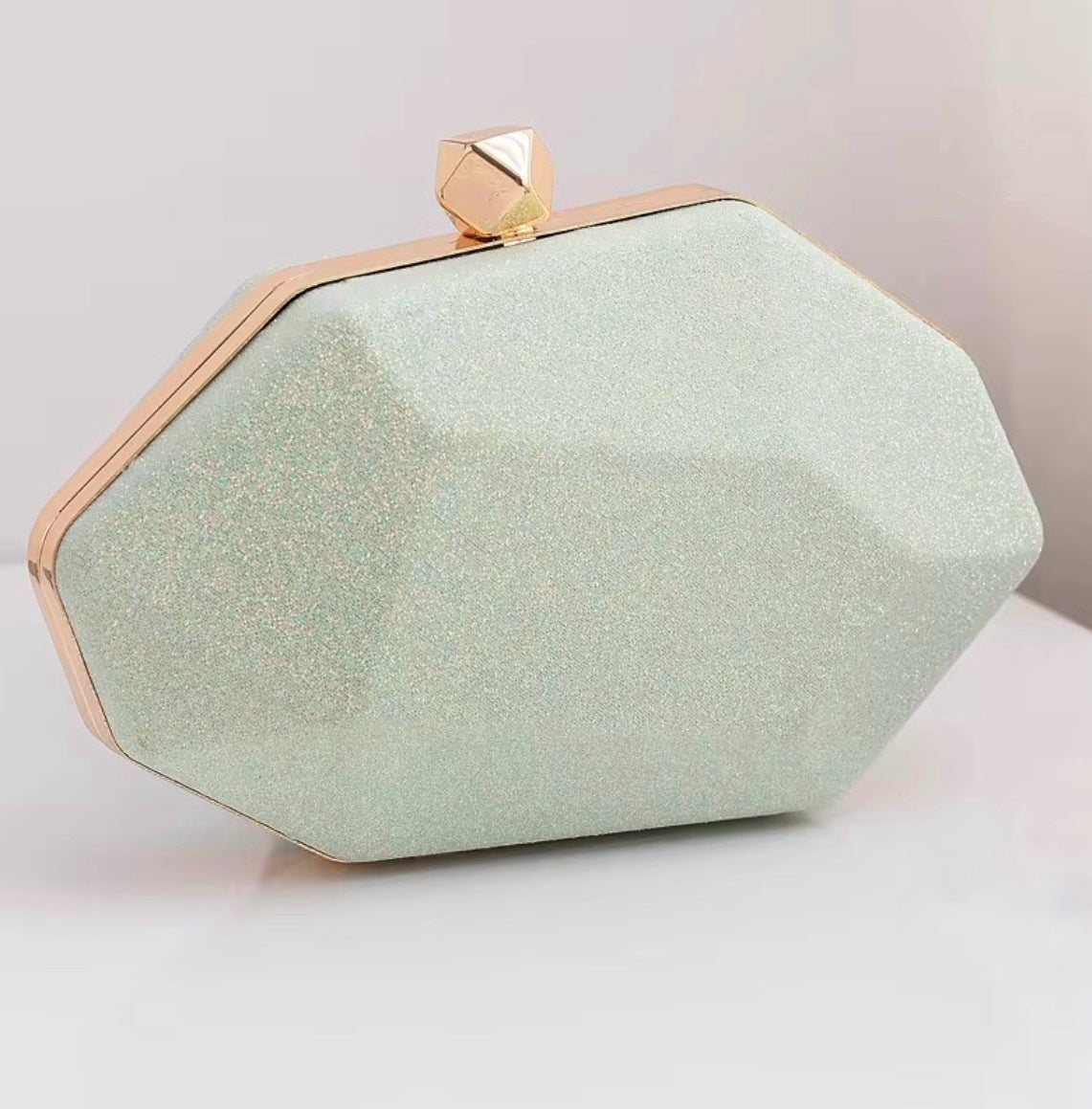Seafoam Sparkle Shell Clutch