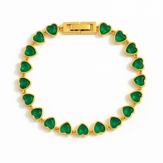 Emerald Heart Charm Bracelet