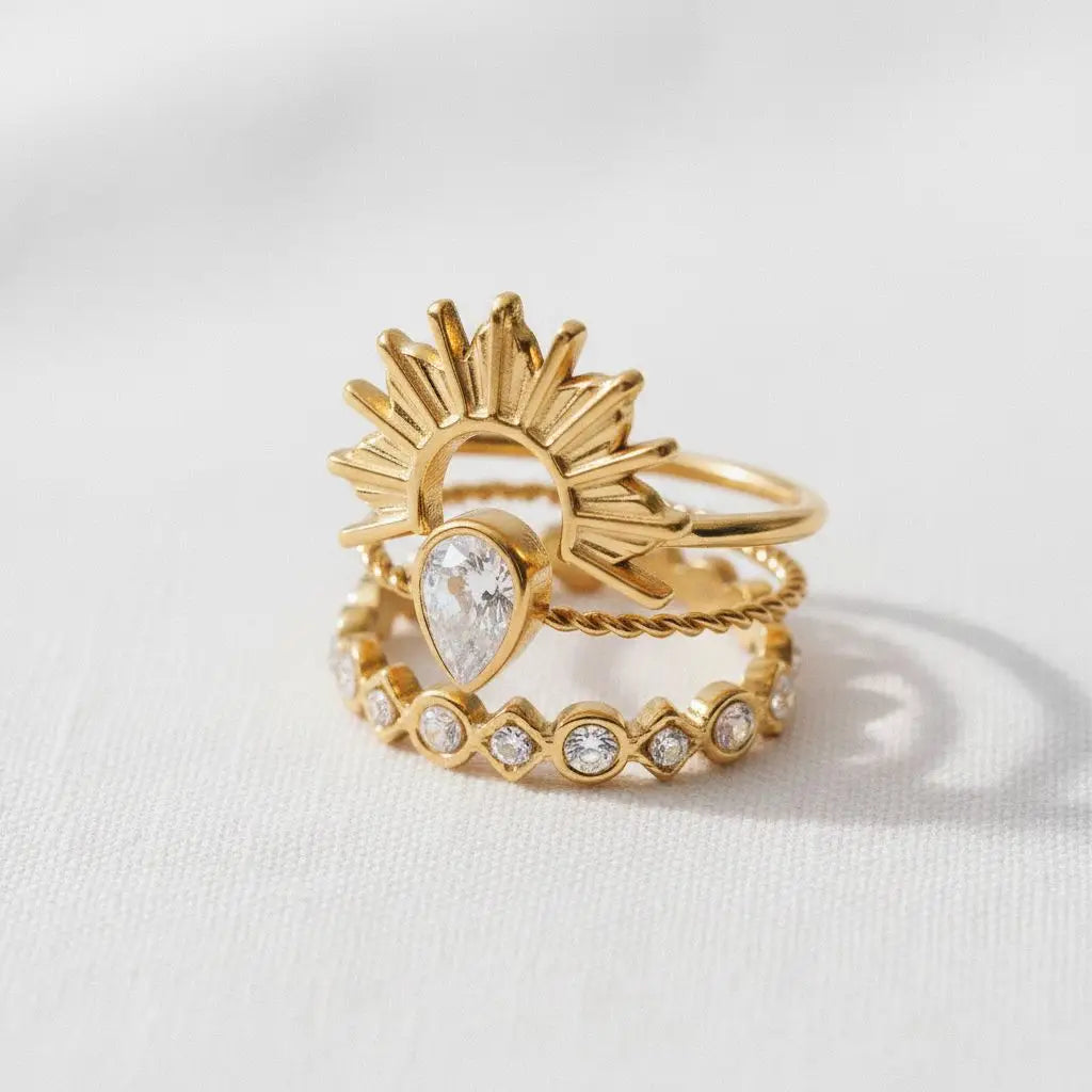 Nerissa Ivory Sunburst Ring Set