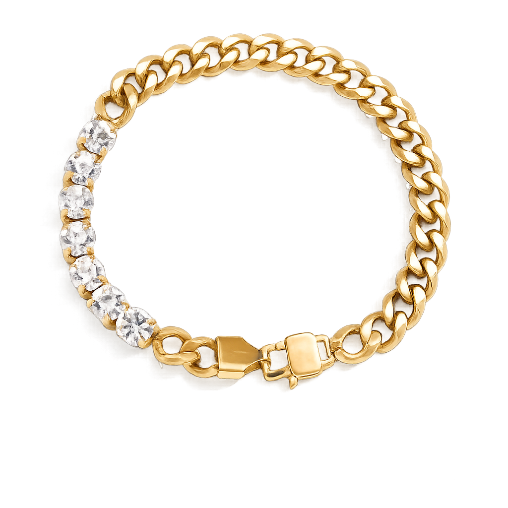 Aurielle Luxe Zircon Chain Bracelet – 18K Gold Plated Stainless Steel