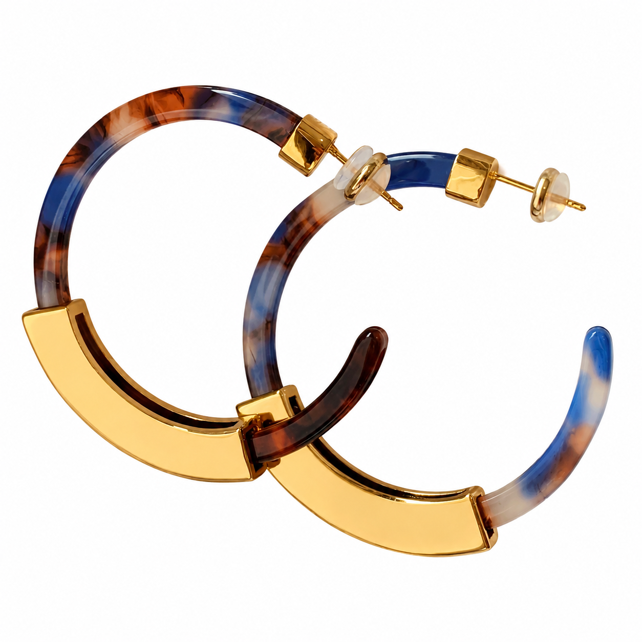 Azure Tortoise Hoop Earrings