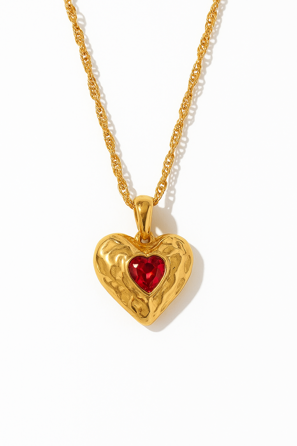 Amour Rouge Necklace – Burgundy Zircon Flame