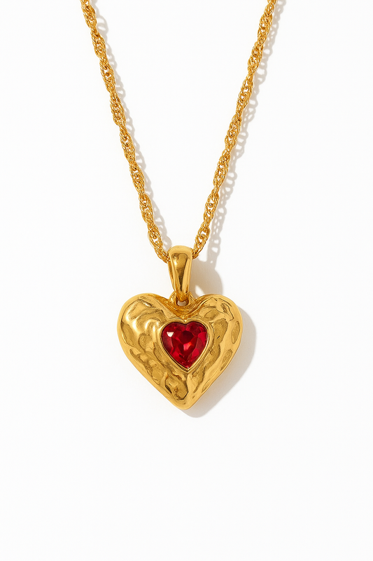 Amour Rouge Necklace – Burgundy Zircon Flame