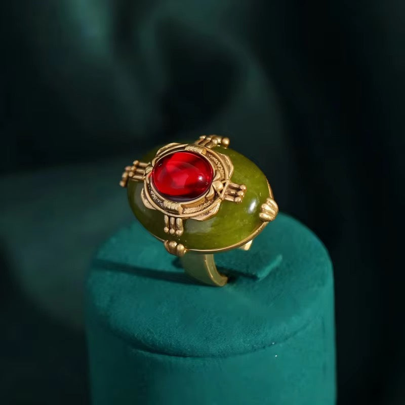The Vesper Ring | Crimson & Olive