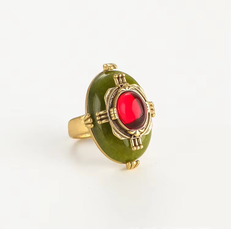 The Vesper Ring | Crimson & Olive