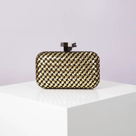 Golden Allure – Black & Gold Luxury Evening Clutch