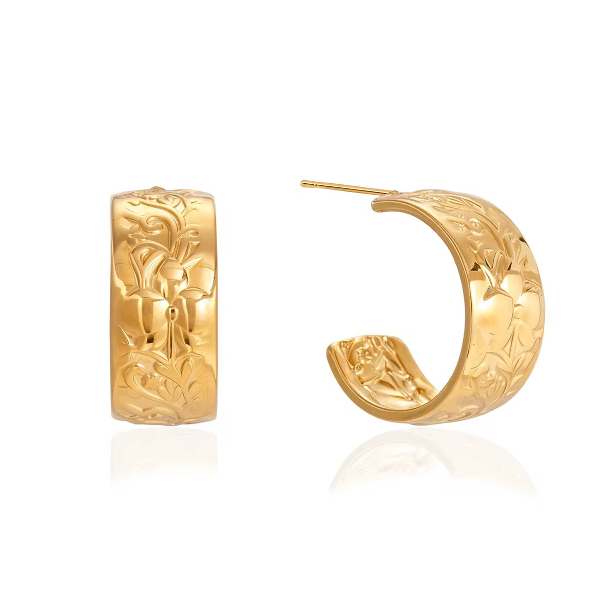 Elysia Hammered Gold Hoops
