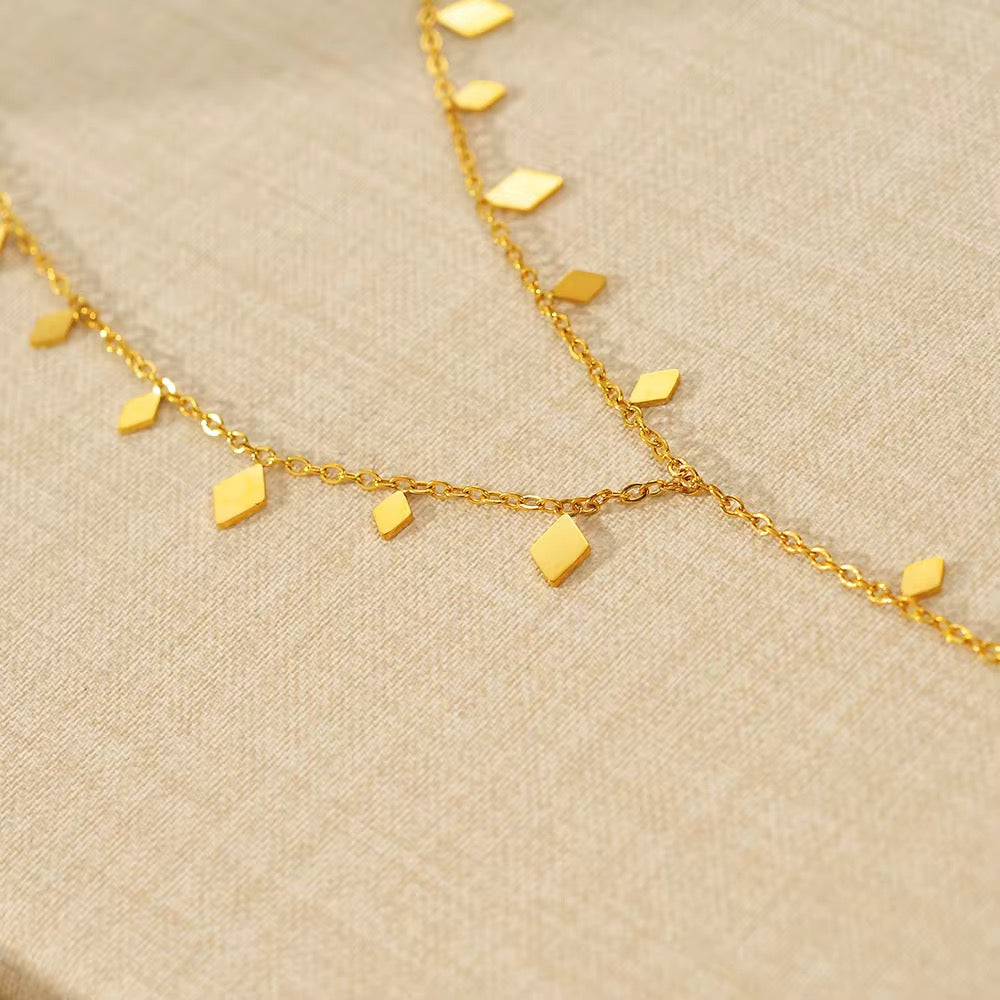 Aurielle Diamond Charm Y-Lariat Necklace – 18K Gold PVD Waterproof Stainless Steel