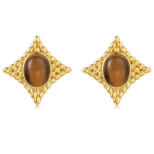 Solar Muse Studs – Tiger’s Eye Edition