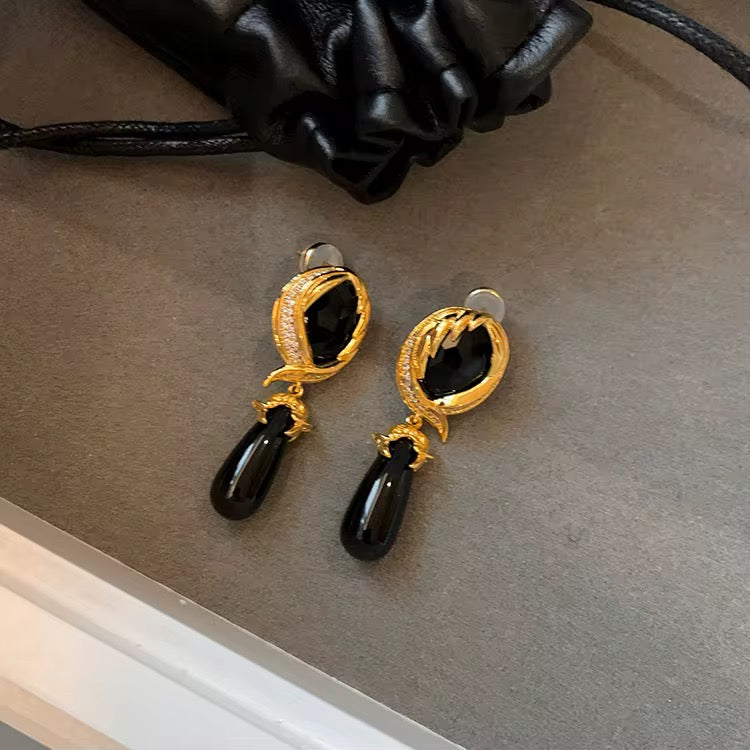 Noir Serpentina Vintage Drop Earrings