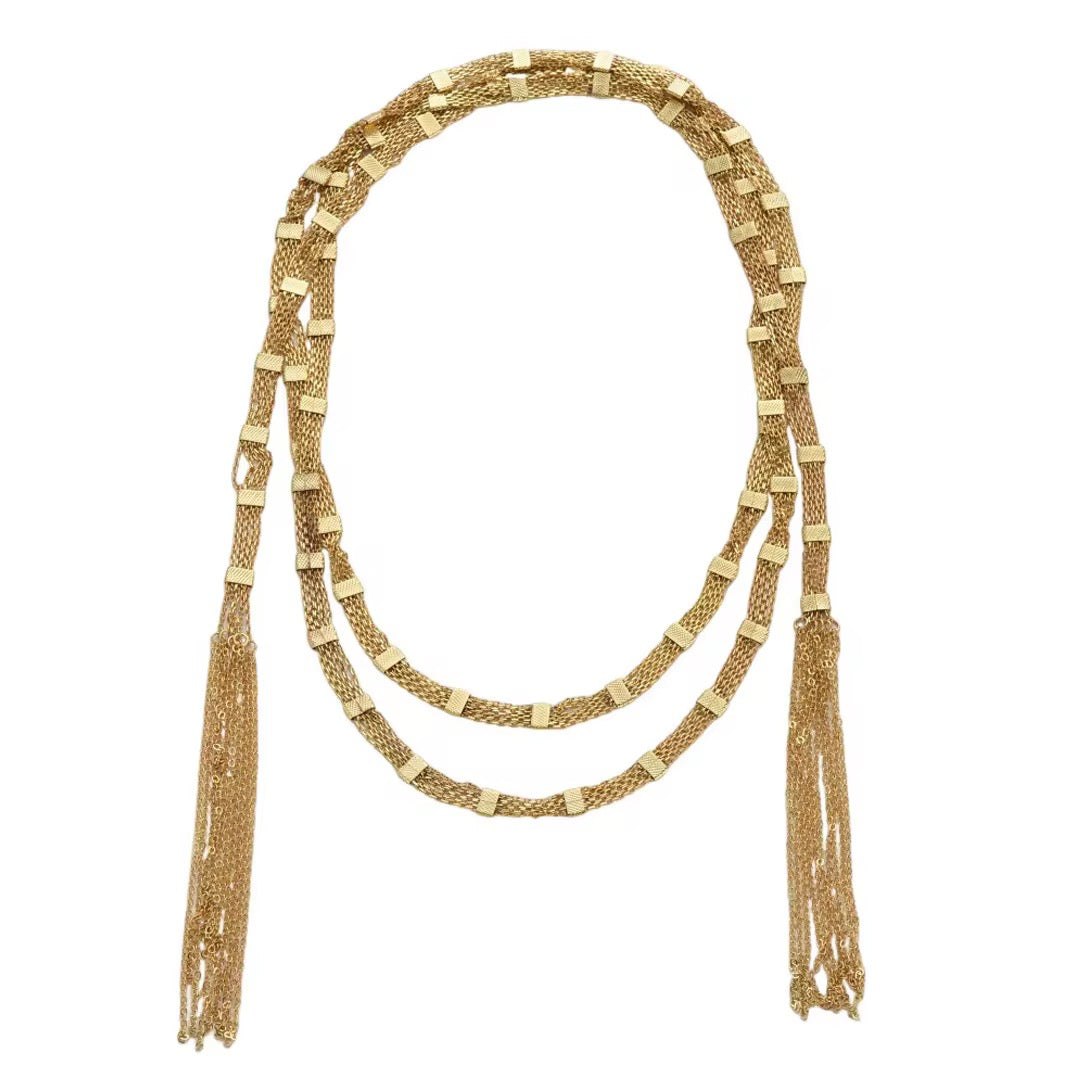 Golden Cascade Tassel Necklace