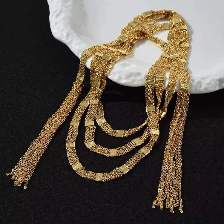 Golden Cascade Tassel Necklace