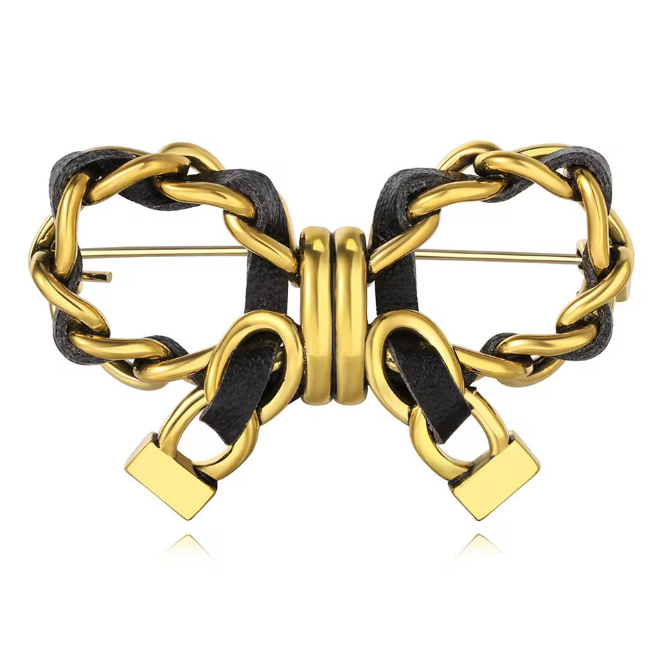 Élise Noir Bow Brooch