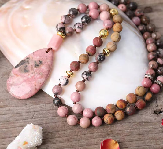Rosalie – Coral Jade Gemstone Necklace | 101.6 cm