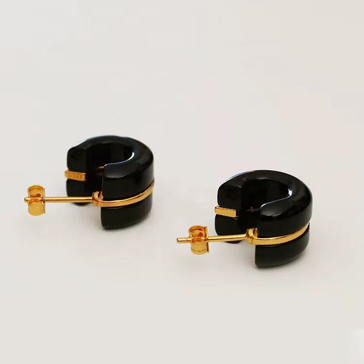 Monaco Black Enamel Hoops