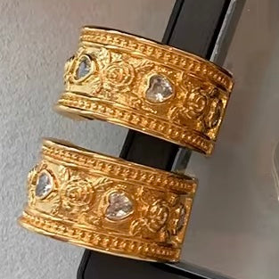 Aurélia Vintage Crown Hoops – White Zircon Edition