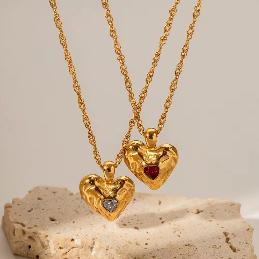 Luna Heart Necklace – White Zircon Glow