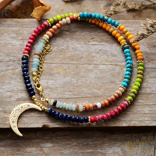 LunaVibe Imperial Jasper Moon Necklace