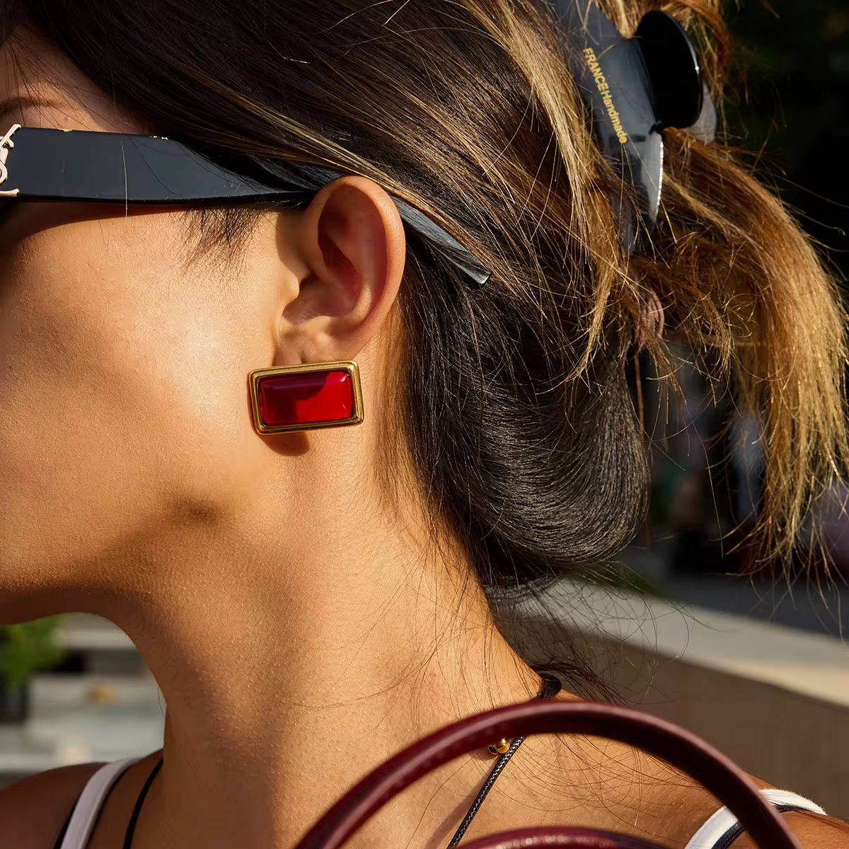 Scarlet Verve – Vintage Red Agate Earrings