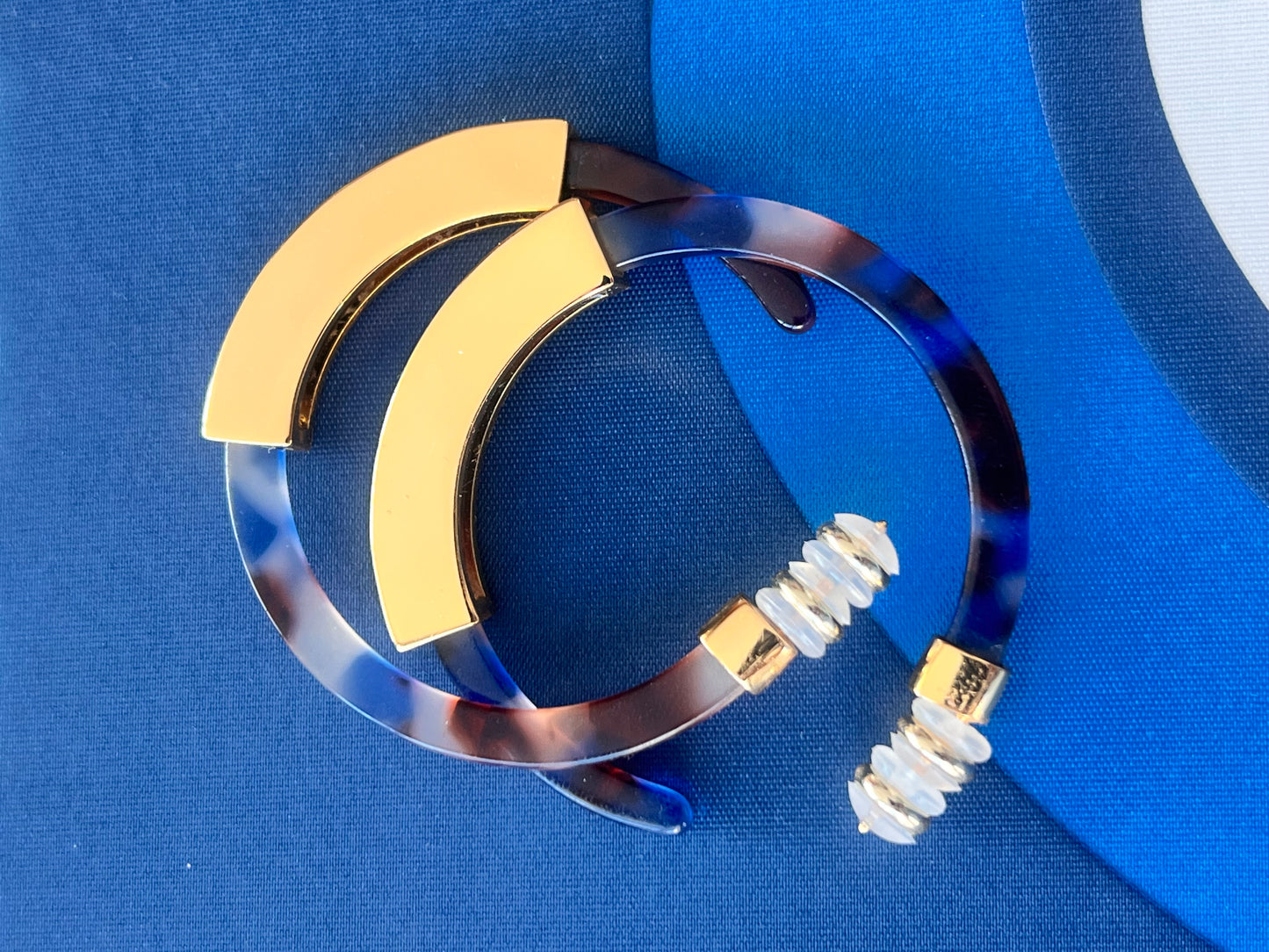 Azure Tortoise Hoop Earrings