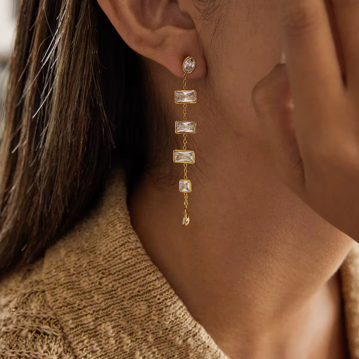 ✨Golden Veil CZ Teardrop Tassels
