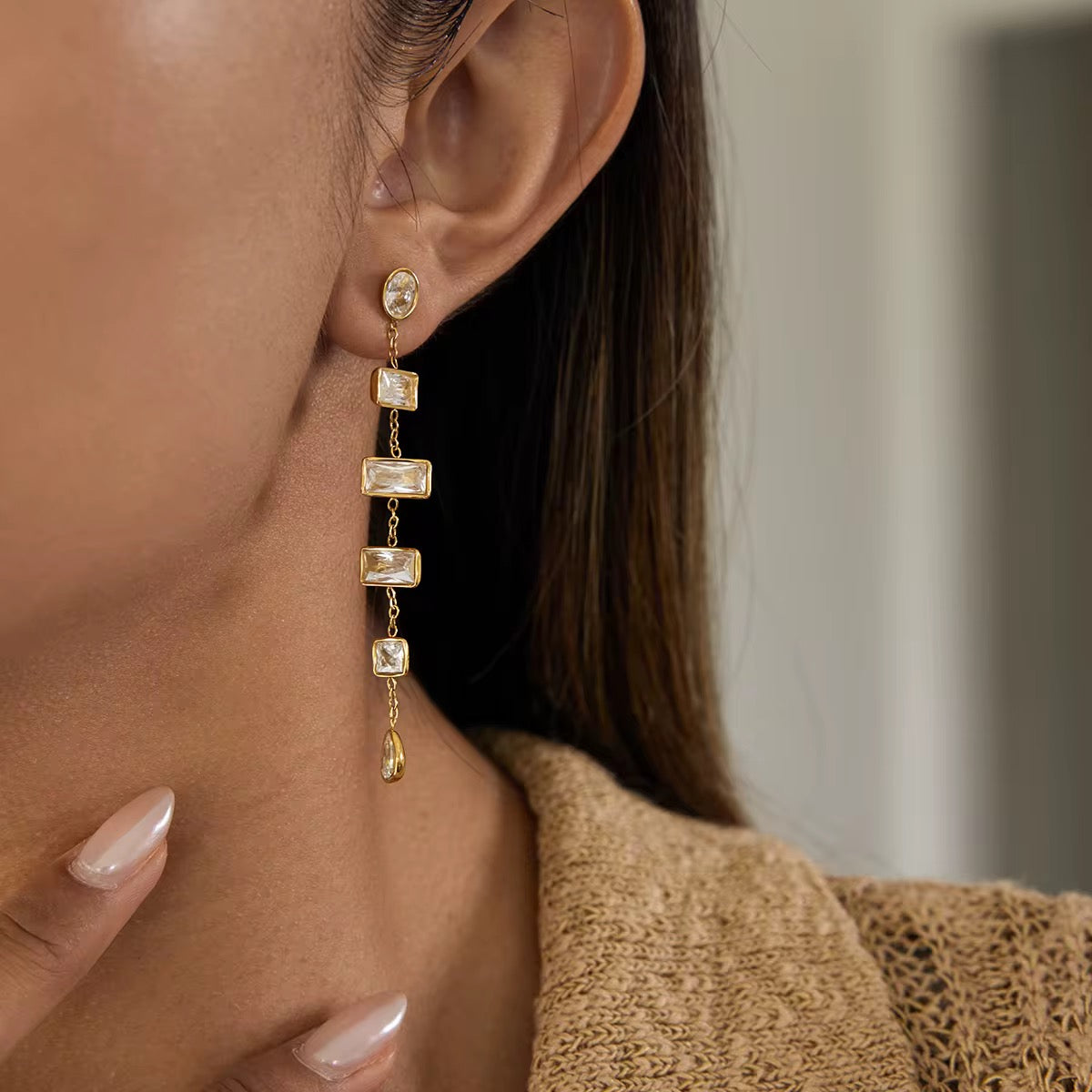✨Golden Veil CZ Teardrop Tassels