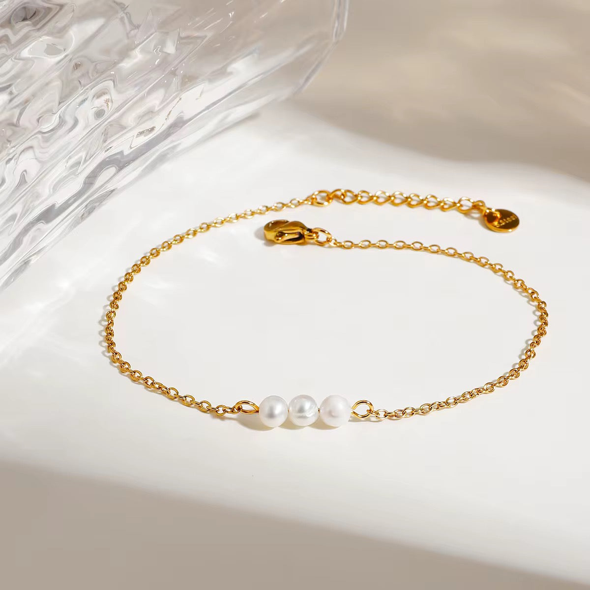 Isadora Freshwater Pearl Anklet ✨ 18K Gold-Plated Stainless Steel | 21+3 cm