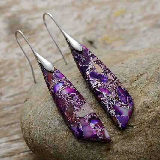 Boho-Chic Empire Jasper Leaf Earrings-Natural Elegance