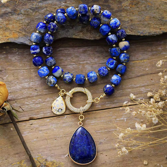 Elysian Blue Lapis & Zircon Pendant Necklace