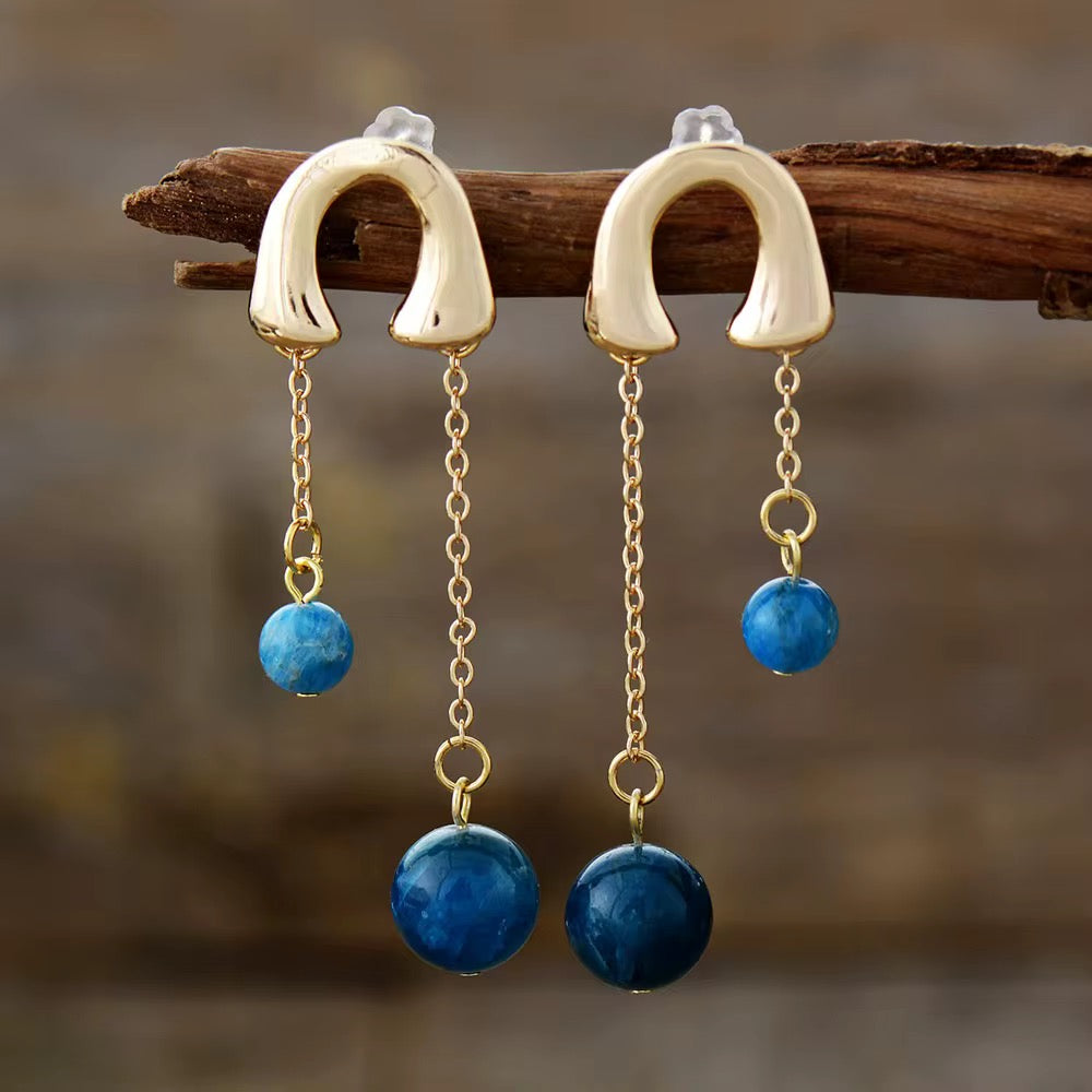 Gold-Plated Apatite Stud Earrings