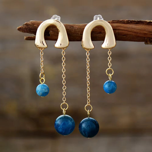 Gold-Plated Apatite Stud Earrings