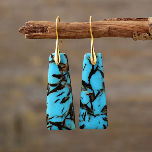 Boho Chic 18K Gold-Plated Jasper Drop Earrings