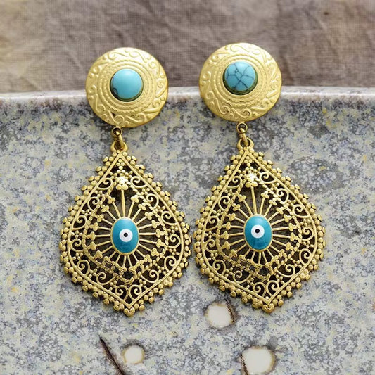 Trendy Turquoise Stainless Steel Earrings