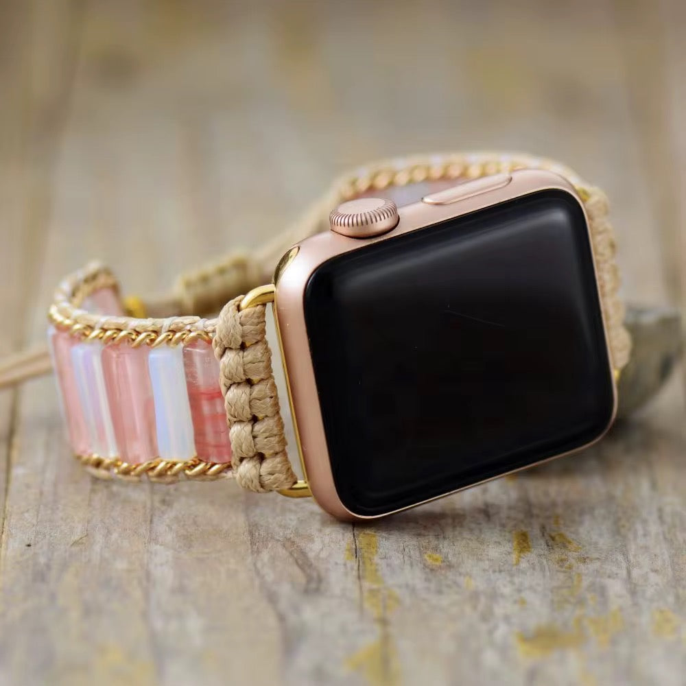 Rose Quartz & Moonstone Apple Watch Band