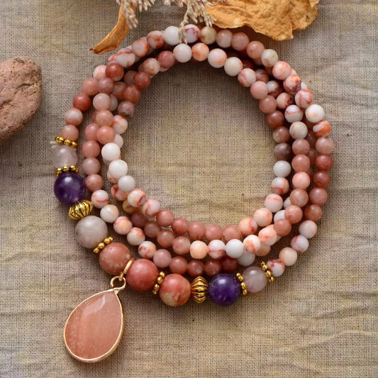 Pink Jasper Beaded Necklace