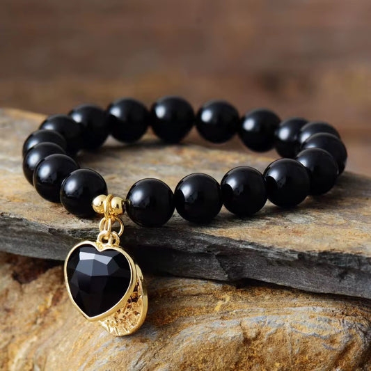 Midnight Talisman – Black Agate Charm Bracelet