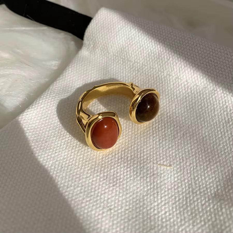 Solstice Duo Ring – Red Agate & Tiger’s Eye