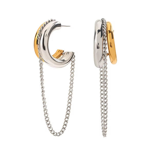 Golden Sway | Two-Tone Tassel Drop Earrings