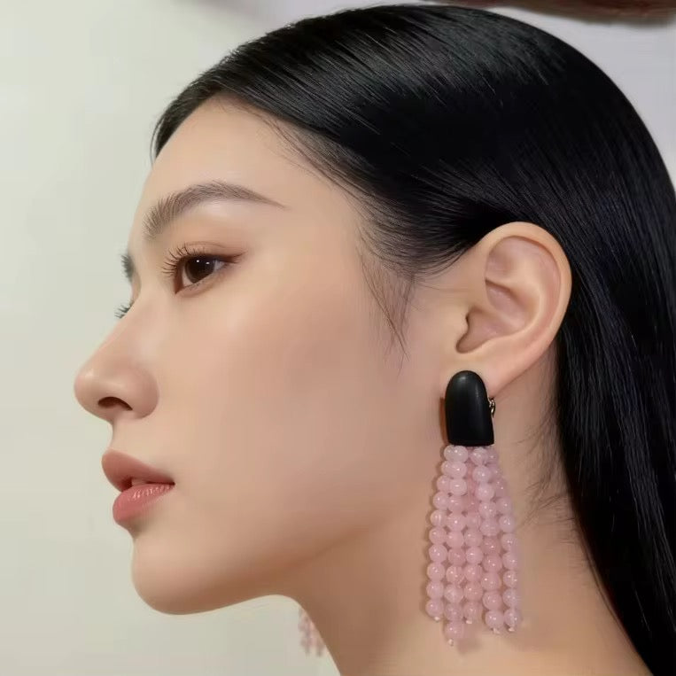Rosé Eclipse Tassel Earrings