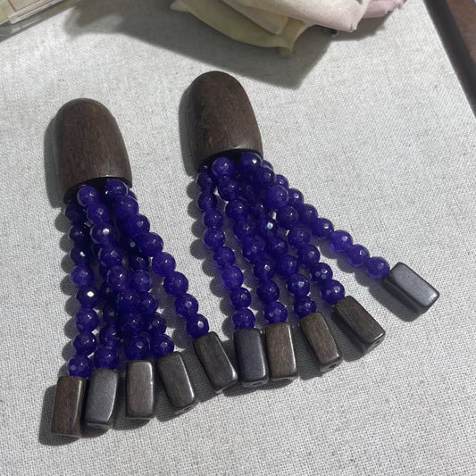 Midnight Aura Tassel Earrings