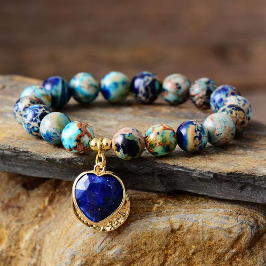 Aurora Heart – Jasper Mala Charm Bracelet
