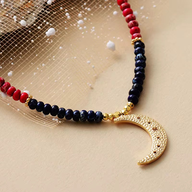 LunaVibe Imperial Jasper Moon Necklace