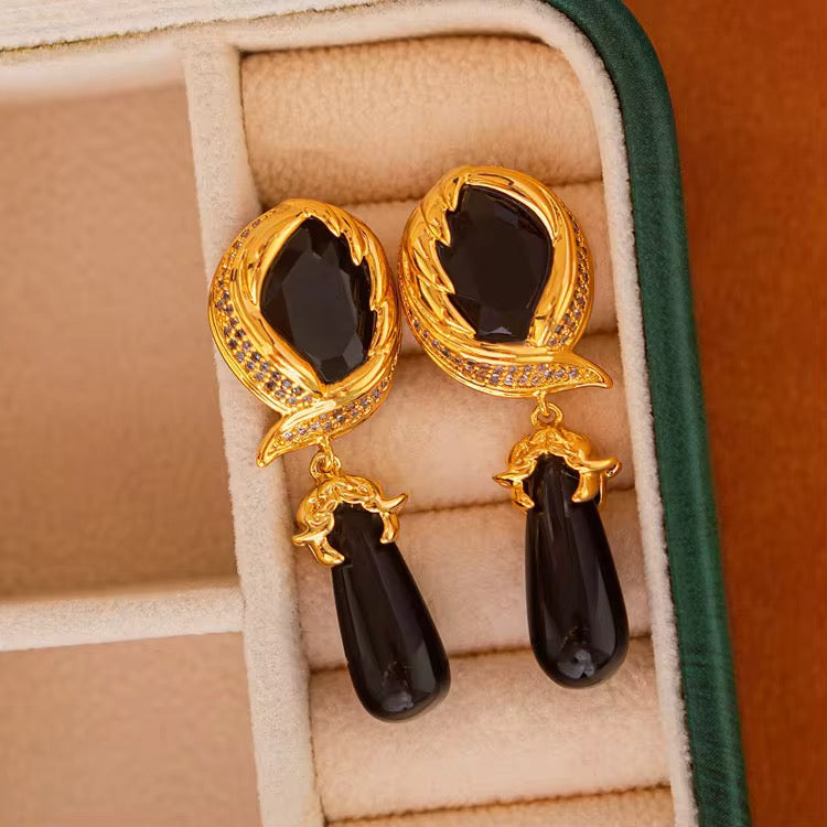 Noir Serpentina Vintage Drop Earrings