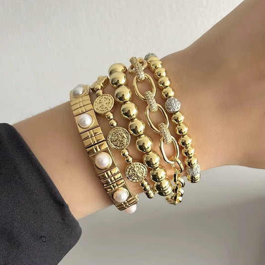 Golden Muse Stack – Adjustable Bracelet Set