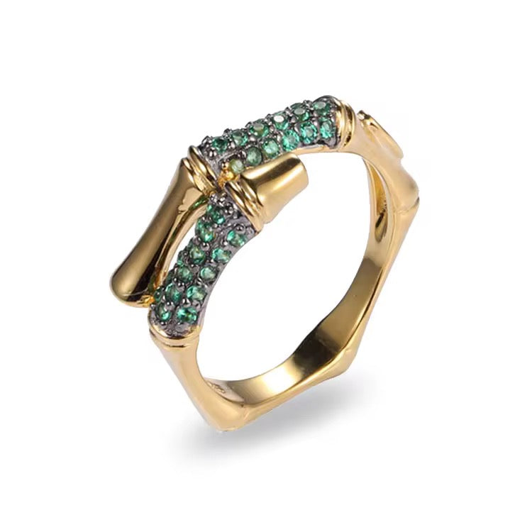 Emerald Whisper Bamboo Ring