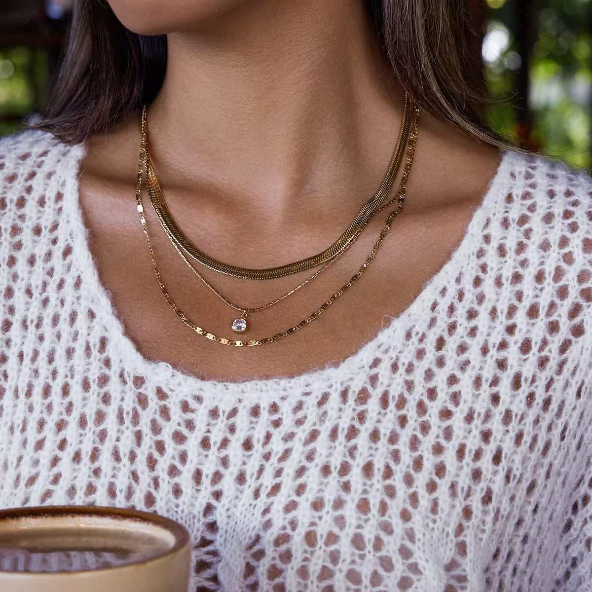 ELYSÉE Triple Snake Layer Necklace