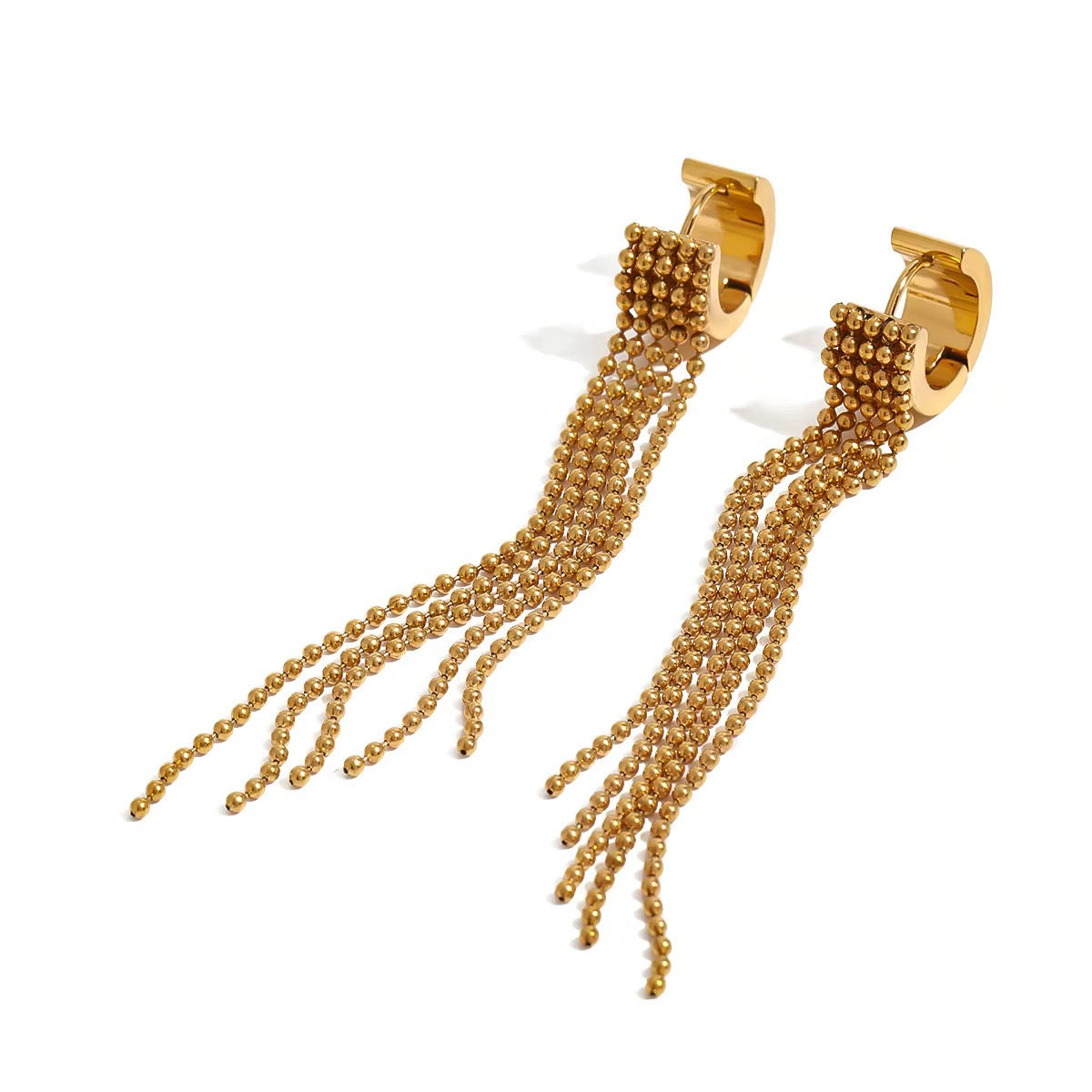 ✨ Élan 18K Gold Pearl Tassel Earrings