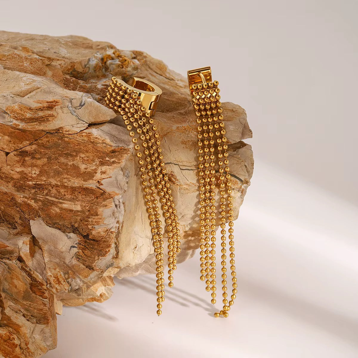✨ Élan 18K Gold Pearl Tassel Earrings