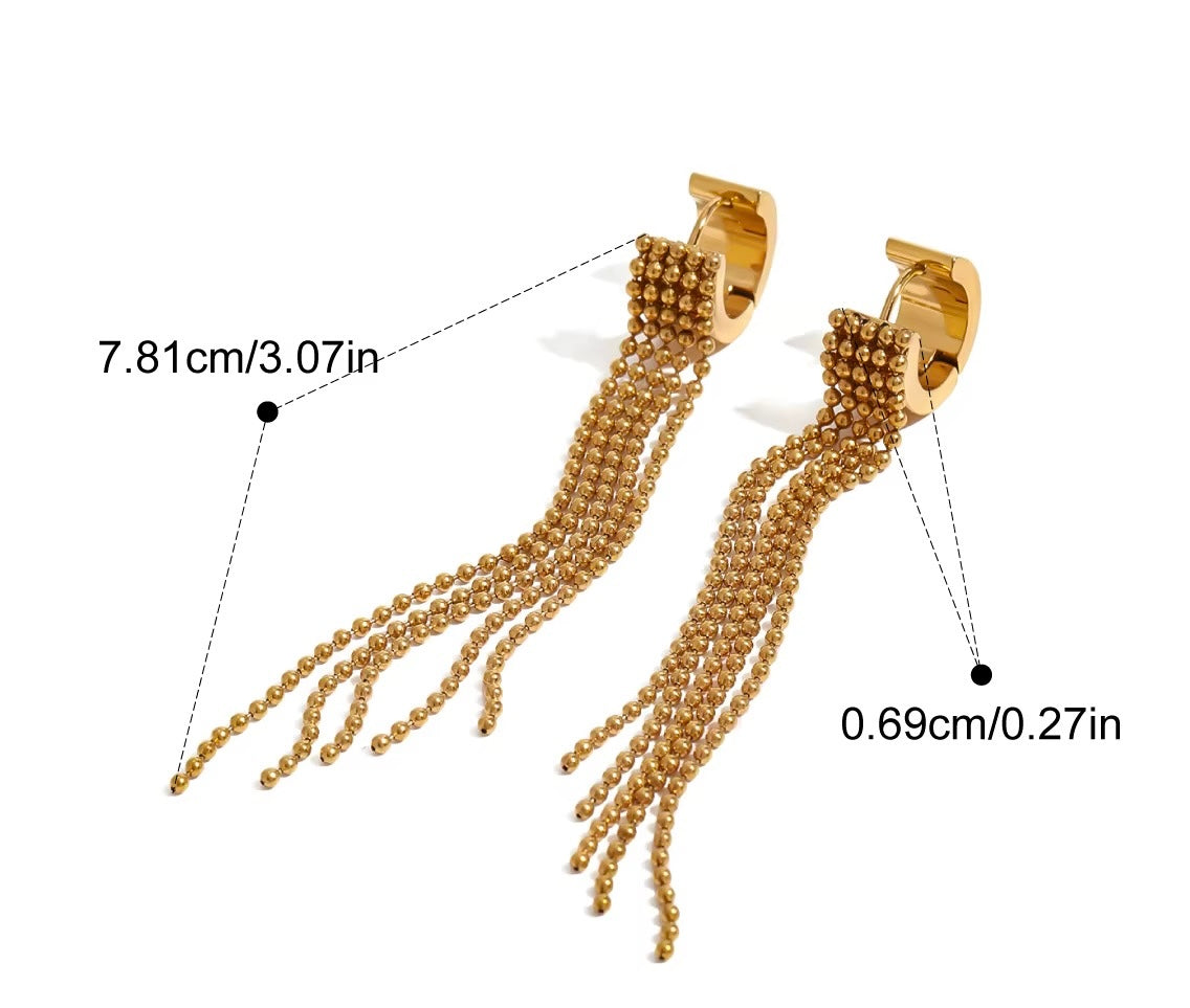✨ Élan 18K Gold Pearl Tassel Earrings